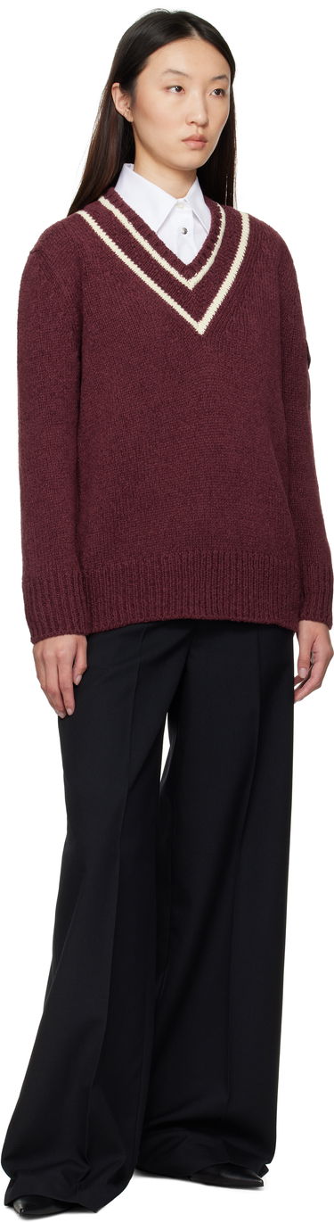 Sweater Moncler Moncler Padded V-Neck Sweater Bourgogne | K20939D00001M5493, 4