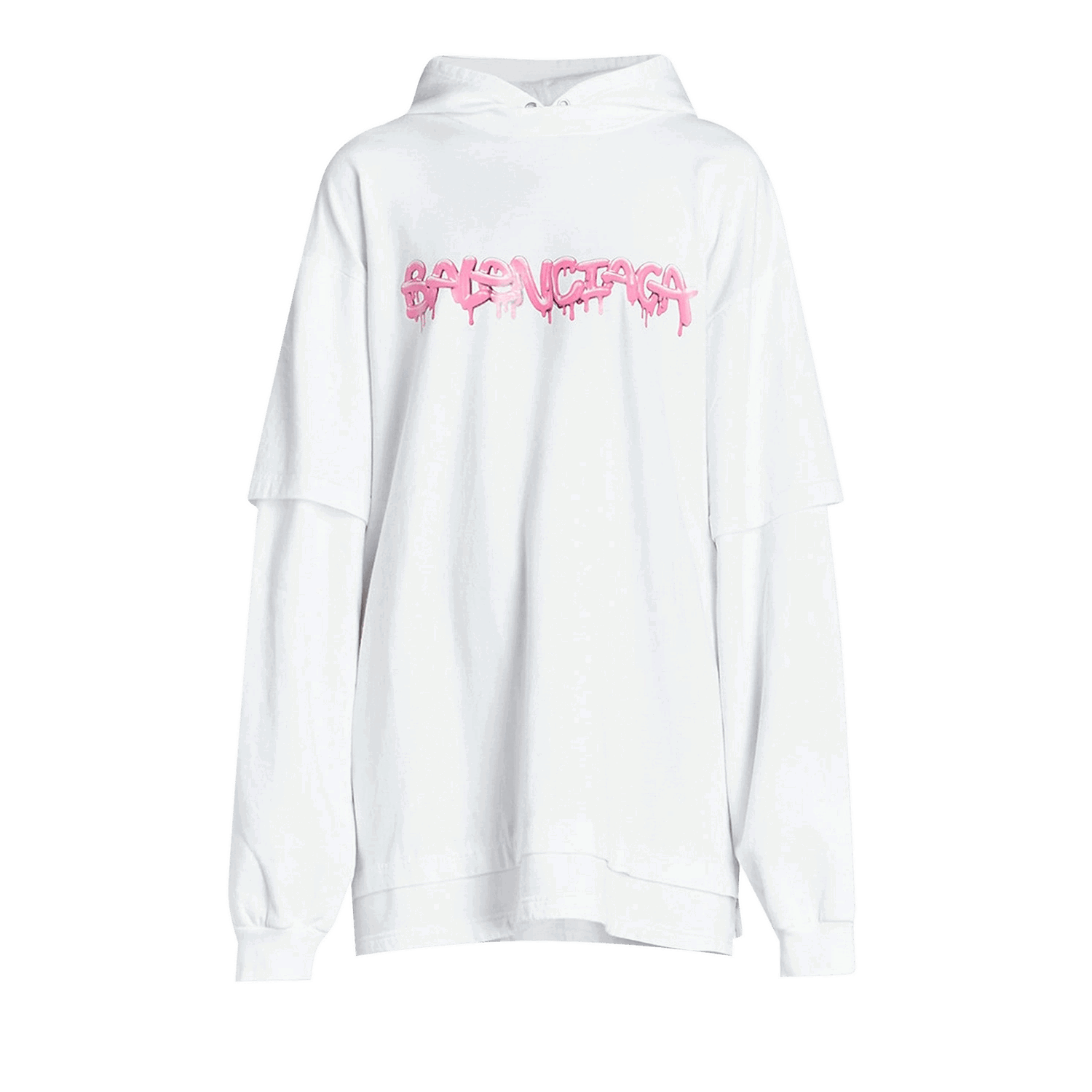 Sweatshirt Balenciaga Double Sleeve Hoodie Hvid | 681029 TLVF1 0901, 0