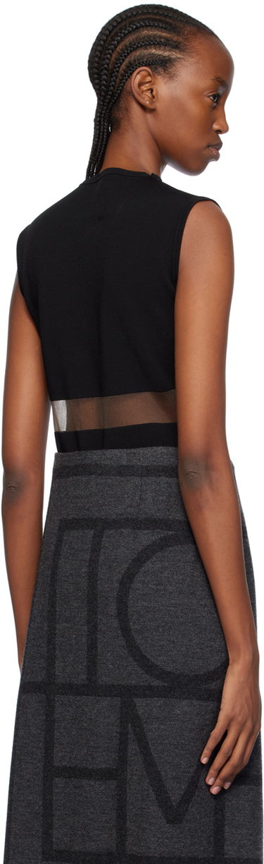 Kjole TOTEME TOTEME High-Neck Mesh-Paneled Top Sort | 241-WRT1068-YA0028, 2