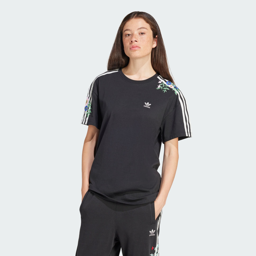 T-shirt adidas Performance Loose Fit Floral Embroidered Tee Sort | IT5399, 0