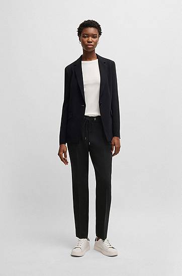Bukser BOSS Regular-Fit Crepe Trousers Sort | 50490039, 1