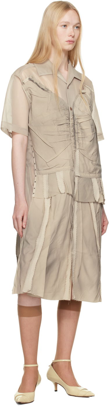 Skjorte Maison Margiela Maison Margiela Paneled Midi Dress Beige | S51DD0033 MTJ020, 3