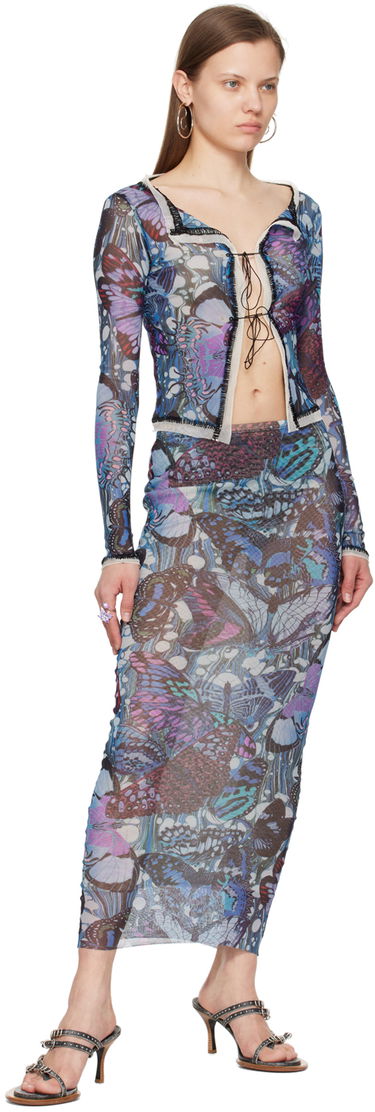 Tanktop Jean Paul Gaultier Gaultier Butterfly Print Tie Cardigan Blå | 24/25-F-CD006-T545-5090, 3