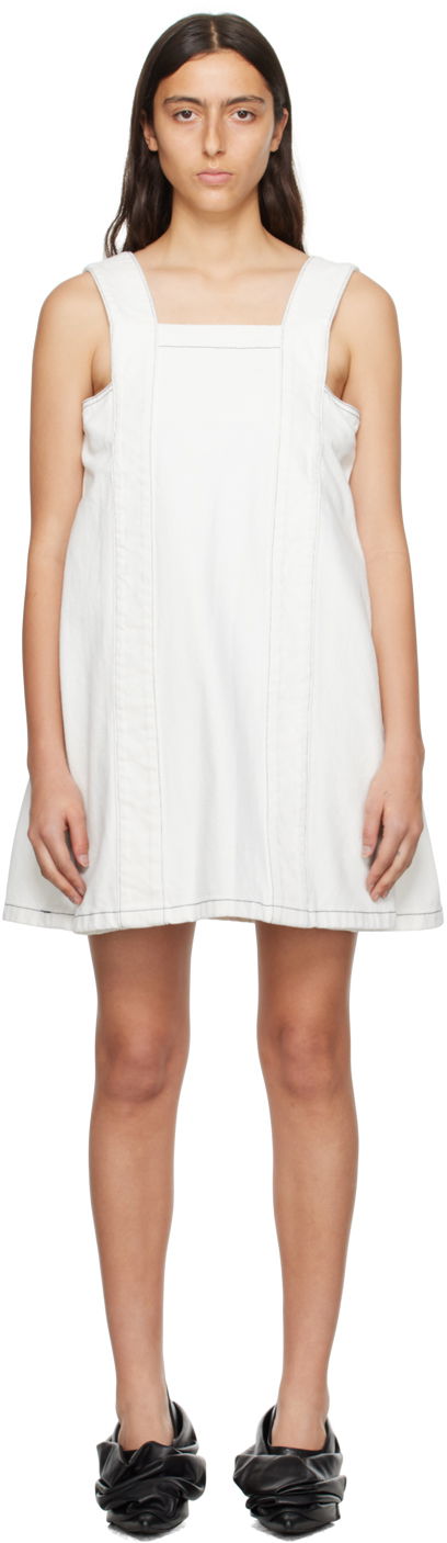 Kjole We11done We11done Square Neck Denim Mini Dress Hvid | WD-DO3-23-381-W-IC