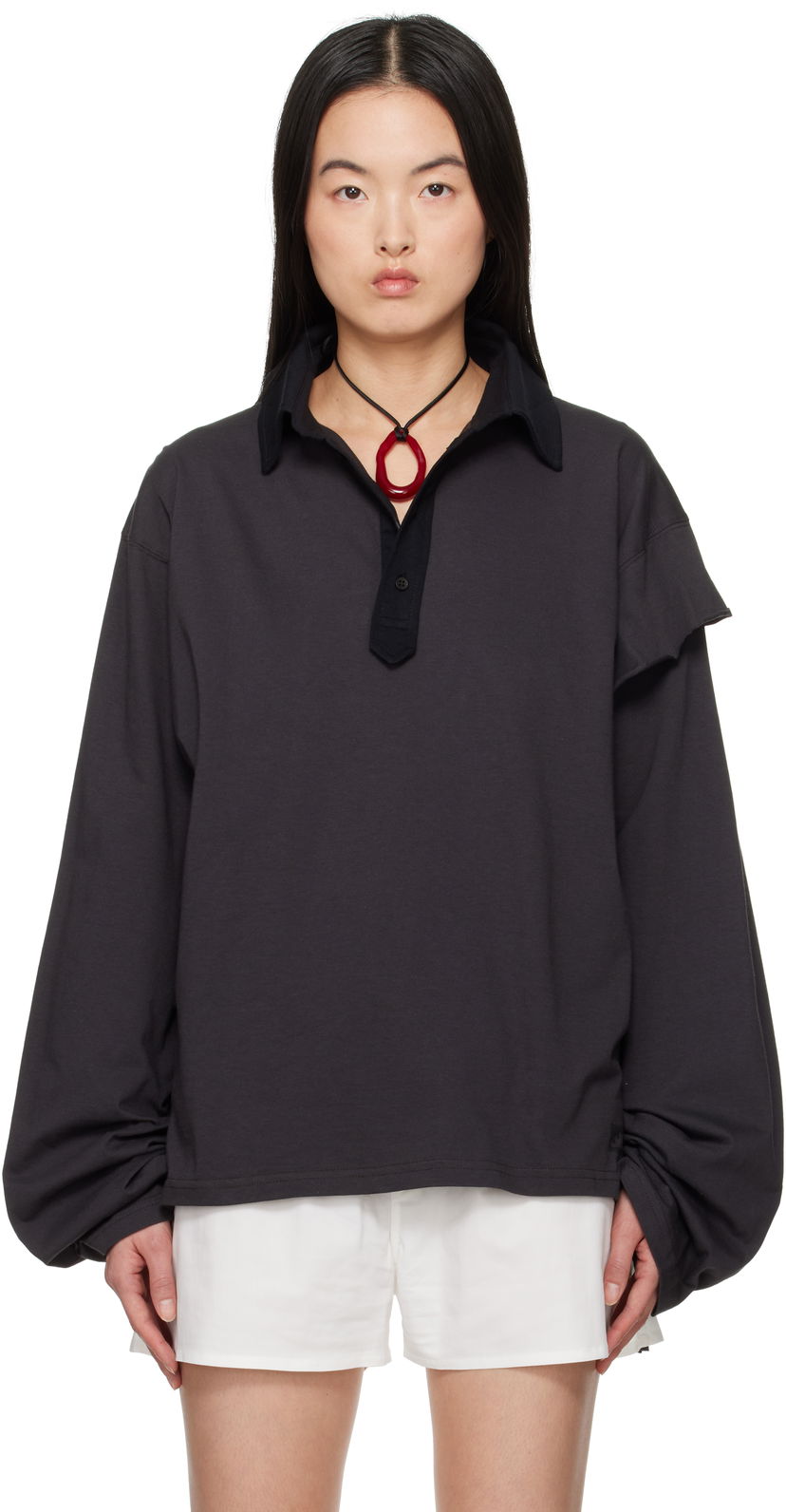 Polo skjorte Ottolinger Ottolinger Long Sleeve Polo Sort | 11510291501