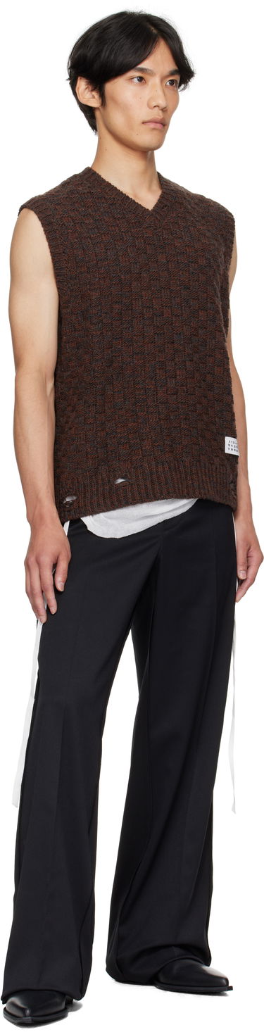Sweater Maison Margiela MM6 Maison Margiela V-Neck Sweater Vest Brun | SH2FB0026 M13174, 3