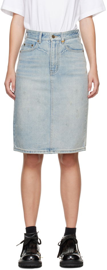 Nederdel We11done Washed Denim Midi Skirt Blå | WD-DS2-24-372-W-SK, 0