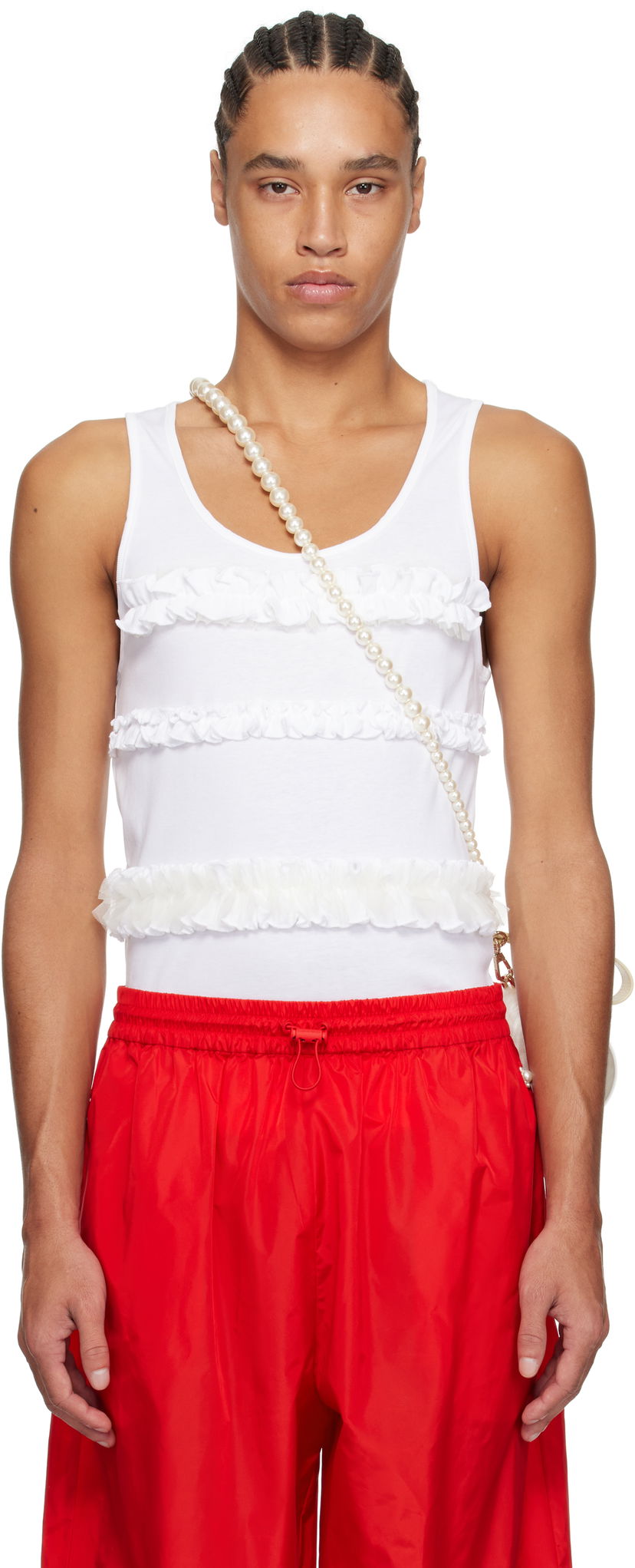 Tanktop Simone Rocha Simone Rocha Ruffle Frill Tank Top Hvid | 5324F 0553