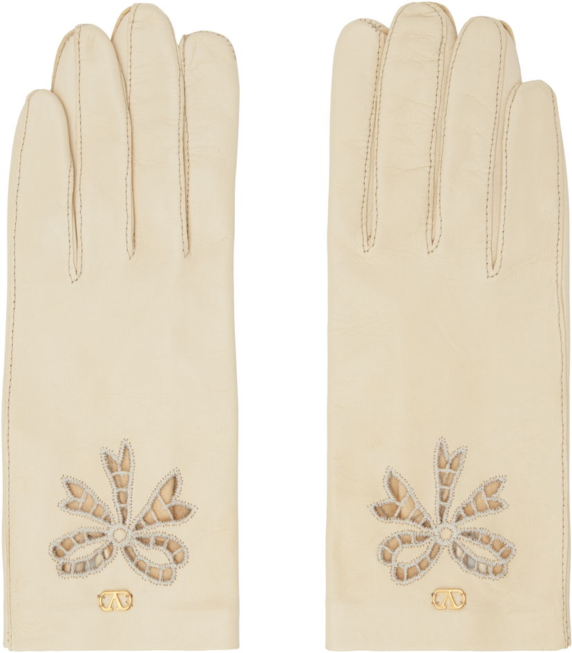 Handsker Valentino Valentino Garavani VLogo Signature Nappa Leather Gloves Beige | 6W2GD00DIQL