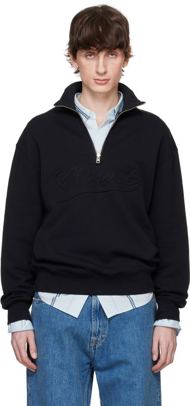 Sweatshirt MAISON KITSUNÉ Maison Kitsuné Varsity Half Zip Sweater Sort | OM00302KM0321, 0