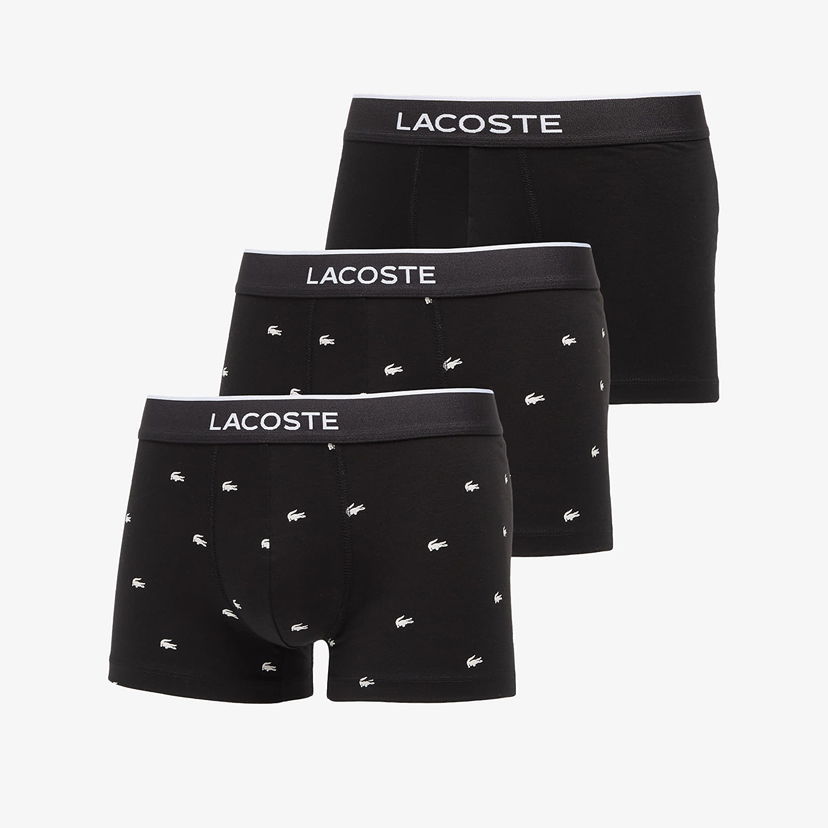 Boksere Lacoste 3-Pack Trunk Black Sort | 5H1299 031