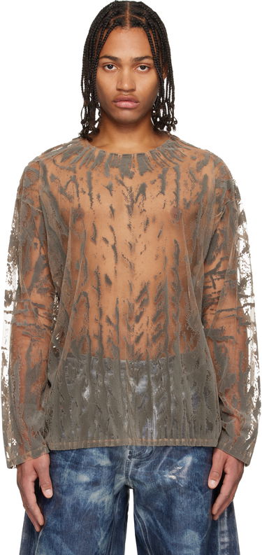 T-shirt Diesel Sheer Flocked Long-Sleeve T-shirt T-Taras Grå | A21098-0SLCQ-98BA, 0