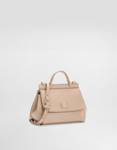 Håndtaske Dolce & Gabbana Dolce & Gabbana Mini Sicily Patent Calfskin Bag Beige | EB0003A106780412, 1