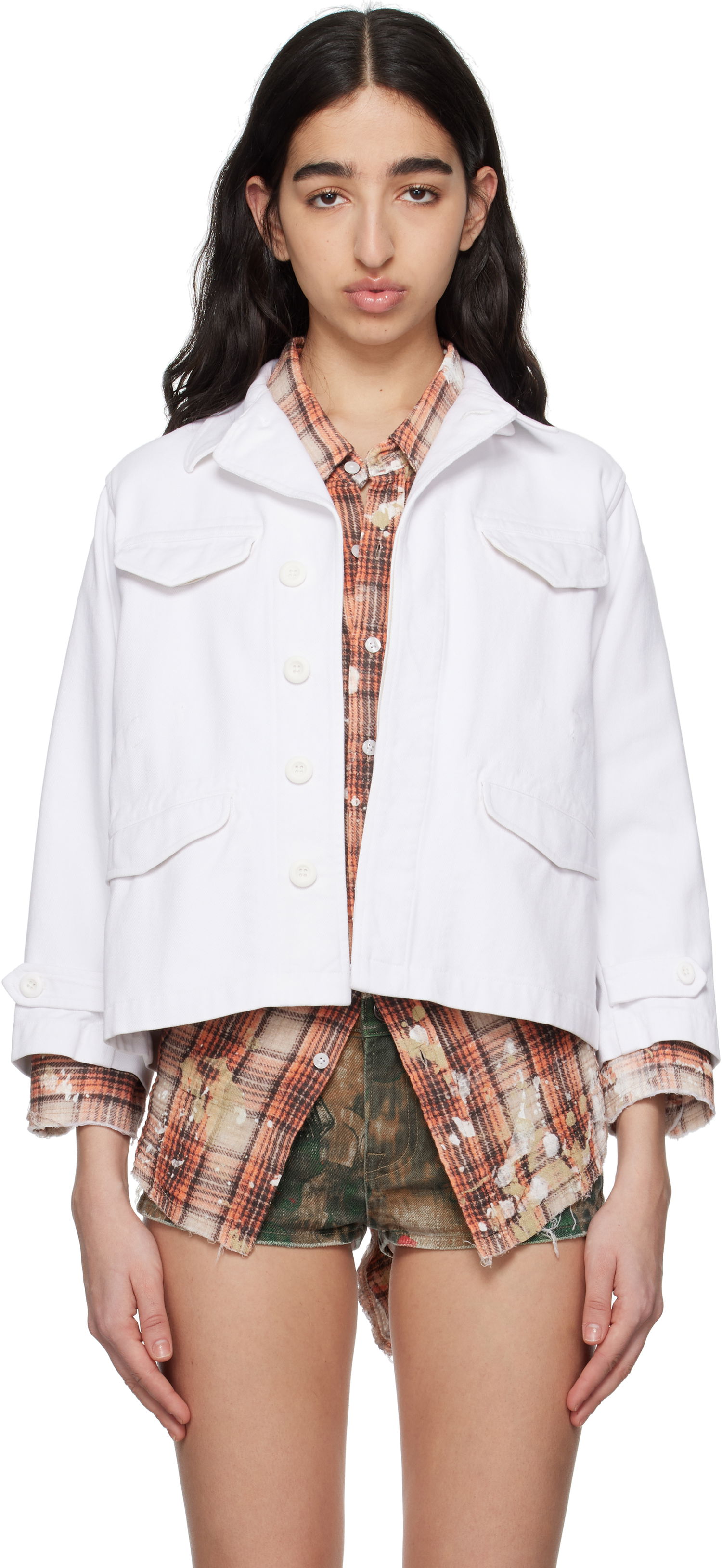 Jakke R13 R13 Boxy Army Denim Jacket Hvid | R13WR396-R522B, 0