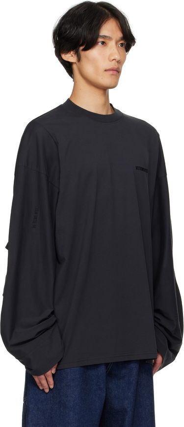 T-shirt VETEMENTS VETEMENTS Logo Cut-Up Longsleeve T-Shirt Sort | UH76LS580B, 1