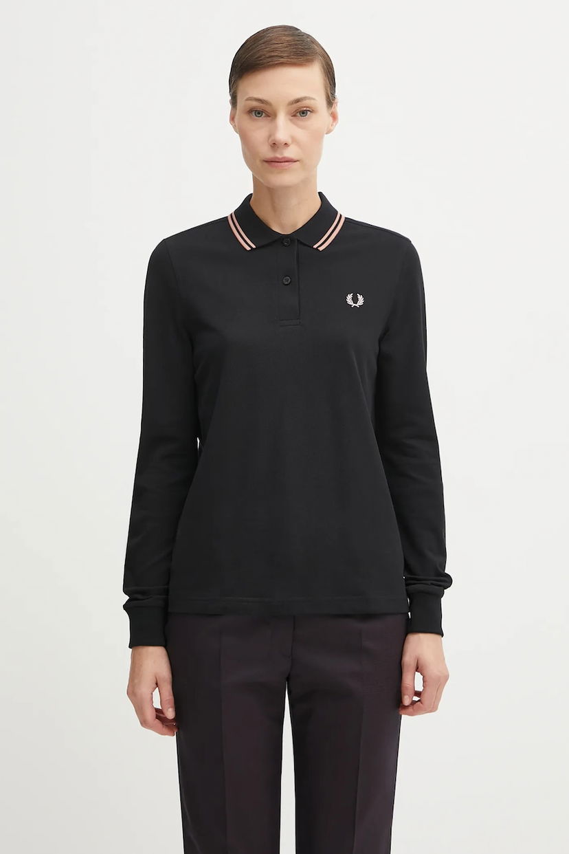 Polo skjorte Fred Perry Fred Perry Long Sleeve Polo Shirt Sort | G3636