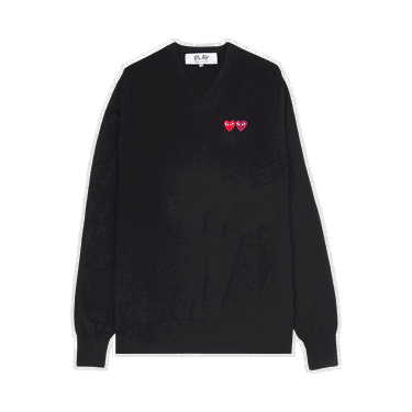 Sweater Comme des Garçons PLAY Double Heart V-Neck Sweater Sort | AZ N056 051 1, 0
