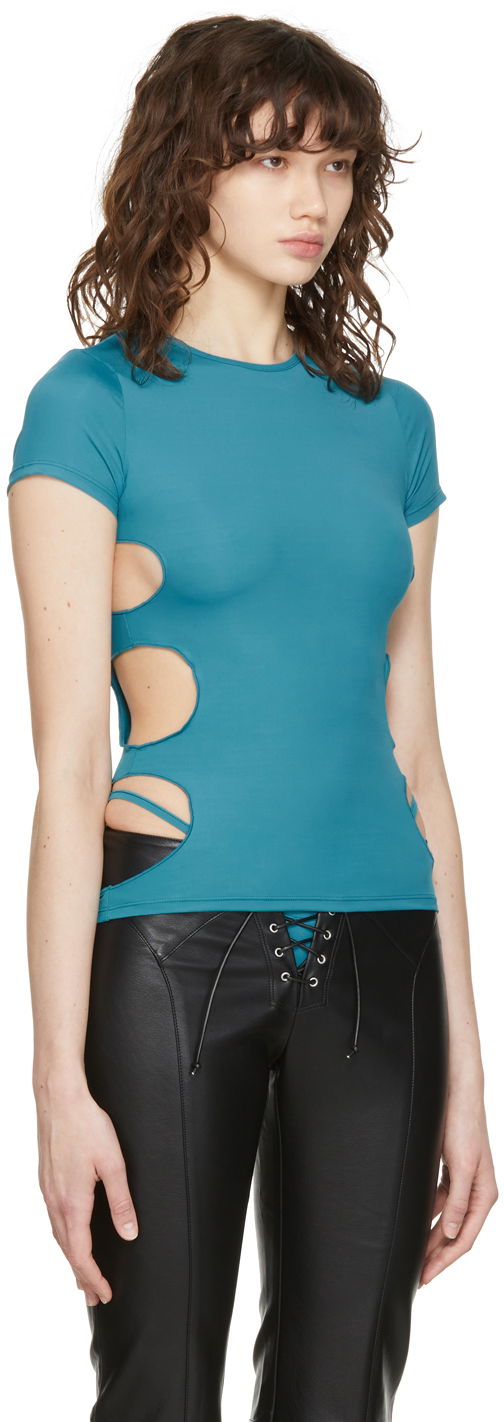 T-shirt Miaou Miaou Zephyr Cutout T-Shirt Turkis | 7041-CL, 1