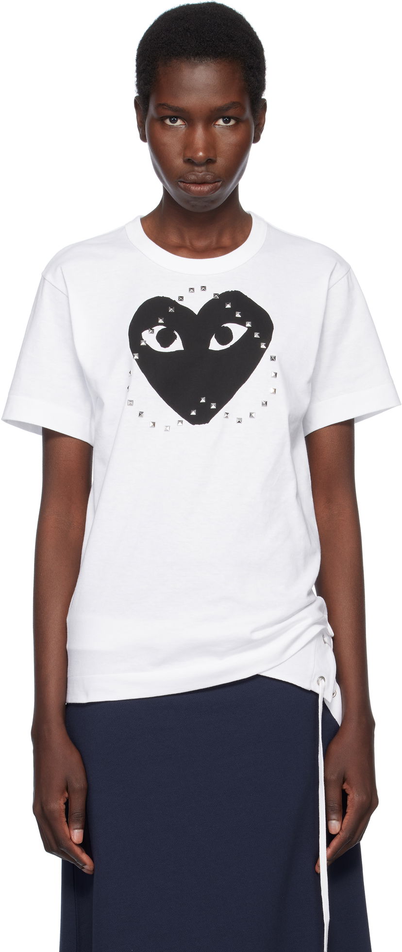 T-shirt Comme des Garçons PLAY Stud Print Heart T-Shirt Hvid | AX-T804-051