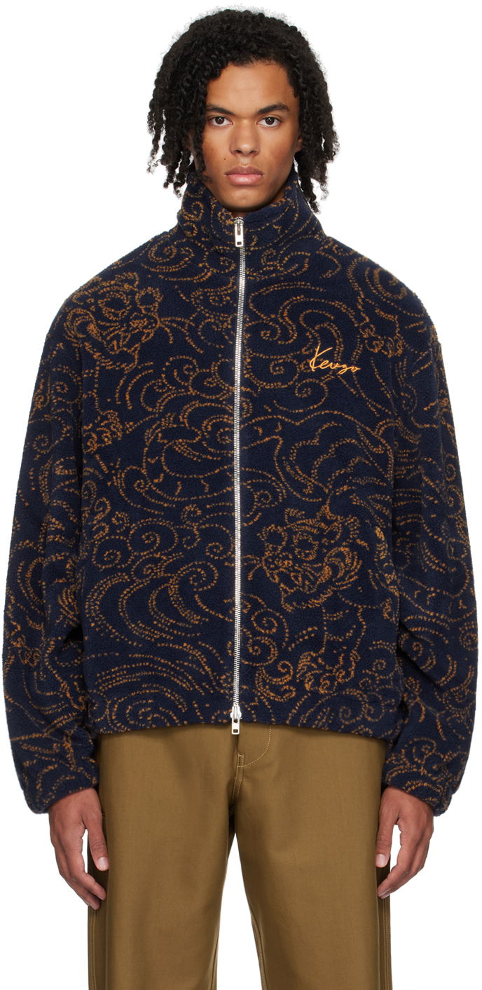 Jakke KENZO Navy Paris Star Tiger Jacket Sort | FE65BL2094FB