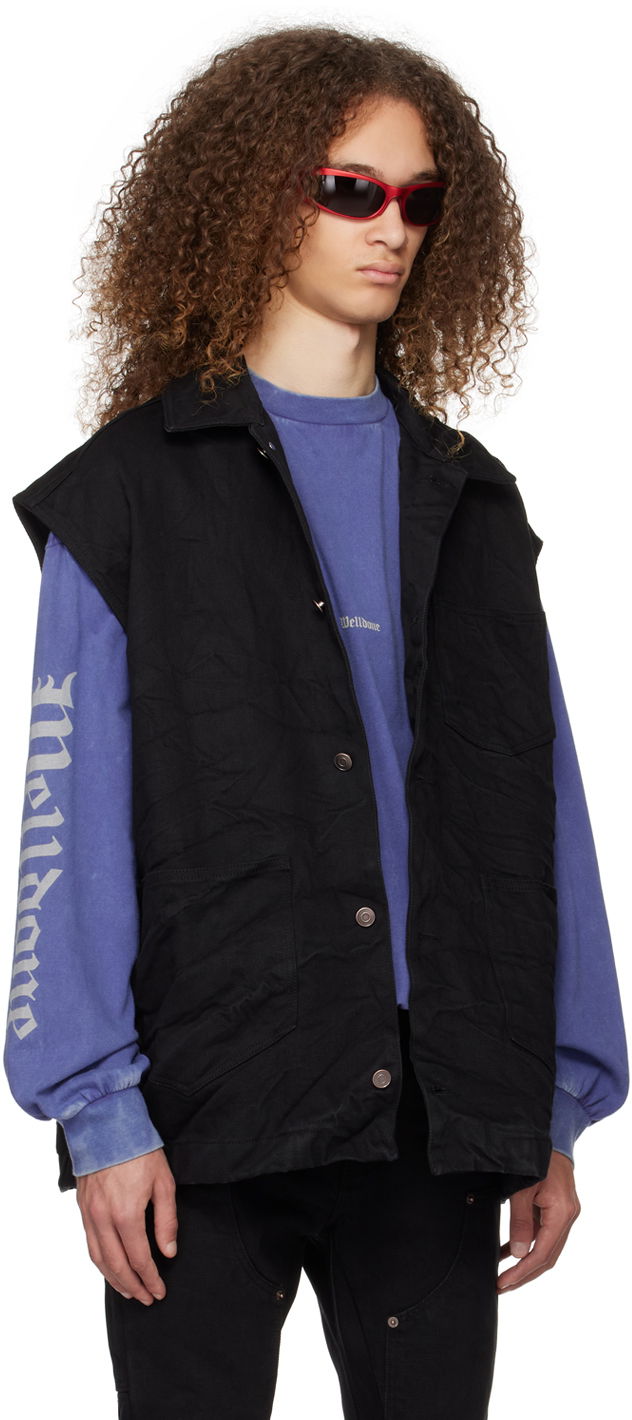 Vest We11done We11done Oversized Denim Vest Sort | WD-DV0-24-394-U-BK, 1