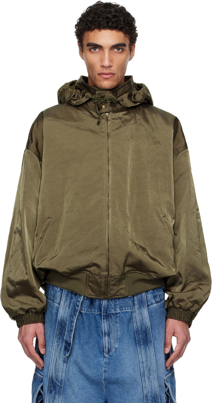 Bomberjakke HED MAYNER Hed Mayner Stowaway Hood Bomber Jacket Grøn | HMMA10032A-HA157