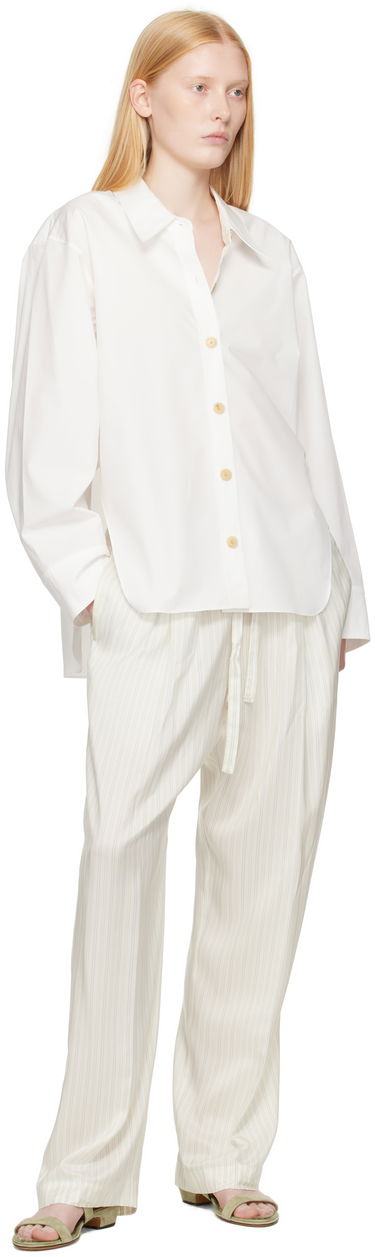 Bukser Khaite KHAITE Trenton Striped Drawstring Trousers Hvid | 31603003, 3