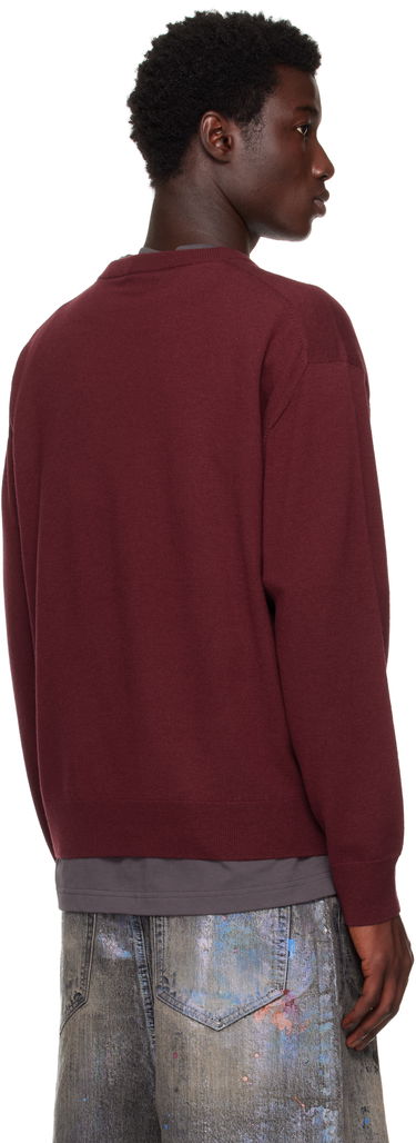 Sweater We11done We11done Logo Knit Pullover Sweater Bourgogne | WD-KO2-25-651-U-WN, 2