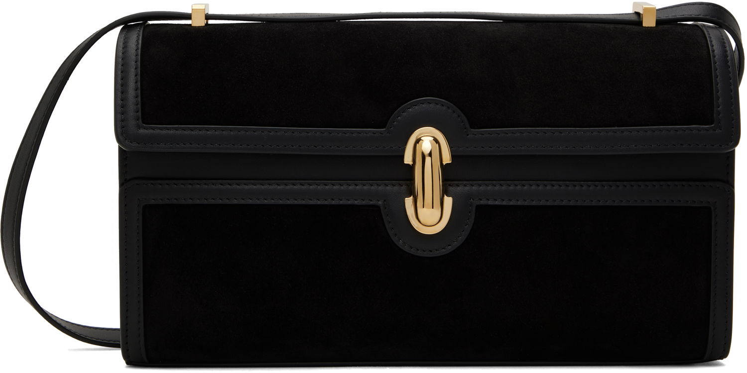 Håndtaske Savette Savette Symmetry 26 Suede and Leather Shoulder Bag Sort | H-010-14-14, 0