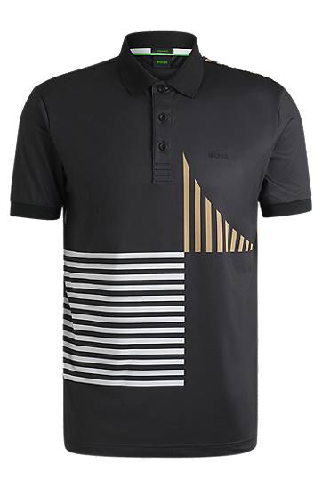 Polo skjorte BOSS Active Stretch-Jersey Polo Shirt with Digital Print Sort | 50539506