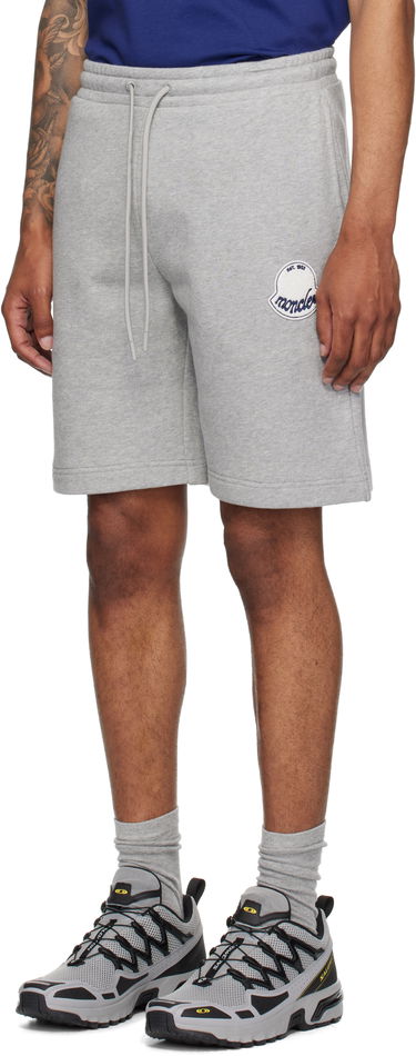 Shorts Moncler Moncler Logo Patch Cotton Shorts Grå | K20918H0000489AZU, 3