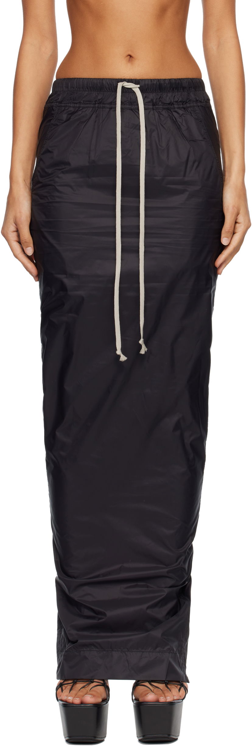Nederdel Rick Owens DRKSHDW Concordians Pull On Pillar Maxi Skirt Sort | DS02E7332 NP