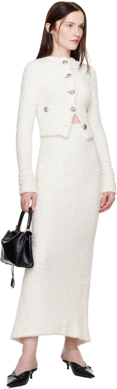 Nederdel Balenciaga Balenciaga Cropped Bouclé Cardigan Hvid | 793604 T3328, 3