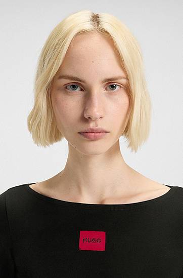 T-shirt BOSS Thermal slim-fit top with logo label Sort | 50486081, 1