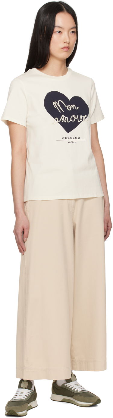 T-shirt Max Mara Weekend Max Mara Vello T-Shirt with Heart Applique Beige | 2515971051600, 3