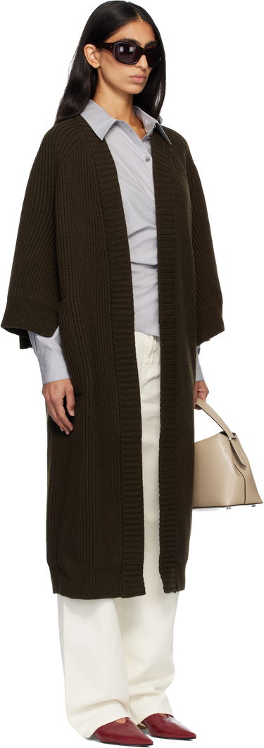 Sweater Max Mara Atollo Rib Knit Long Cardigan Brun | 2521346113600, 1