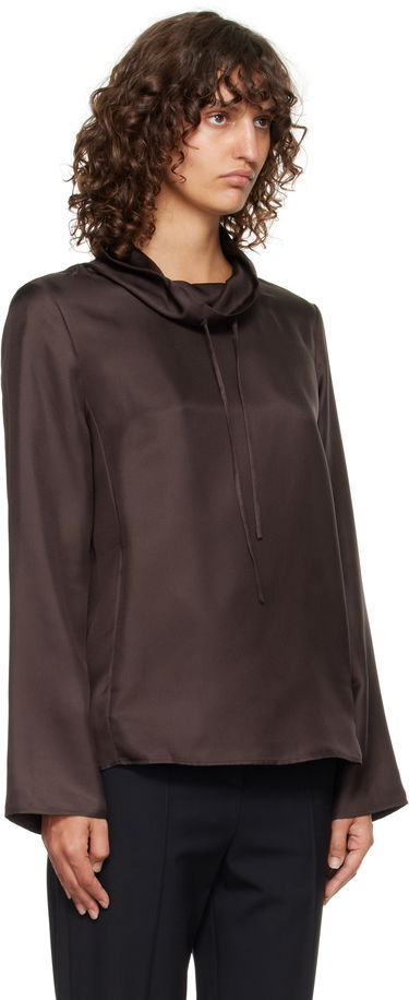Skjorte Loulou de Saison Loulou de Saison Cyna Silk Cowl Neck Blouse Brun | CYNA, 1
