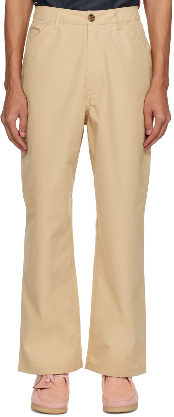 Cargo bukser Pop Trading Company Worker Straight Fit Cotton Twill Trousers Beige | POPSS24_04-009