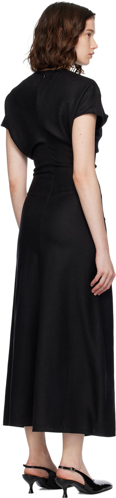 Kjole TOTEME TOTEME Slouch Waist Basketweave Midi Dress Sort | 253-WRD1103-FB0461, 2