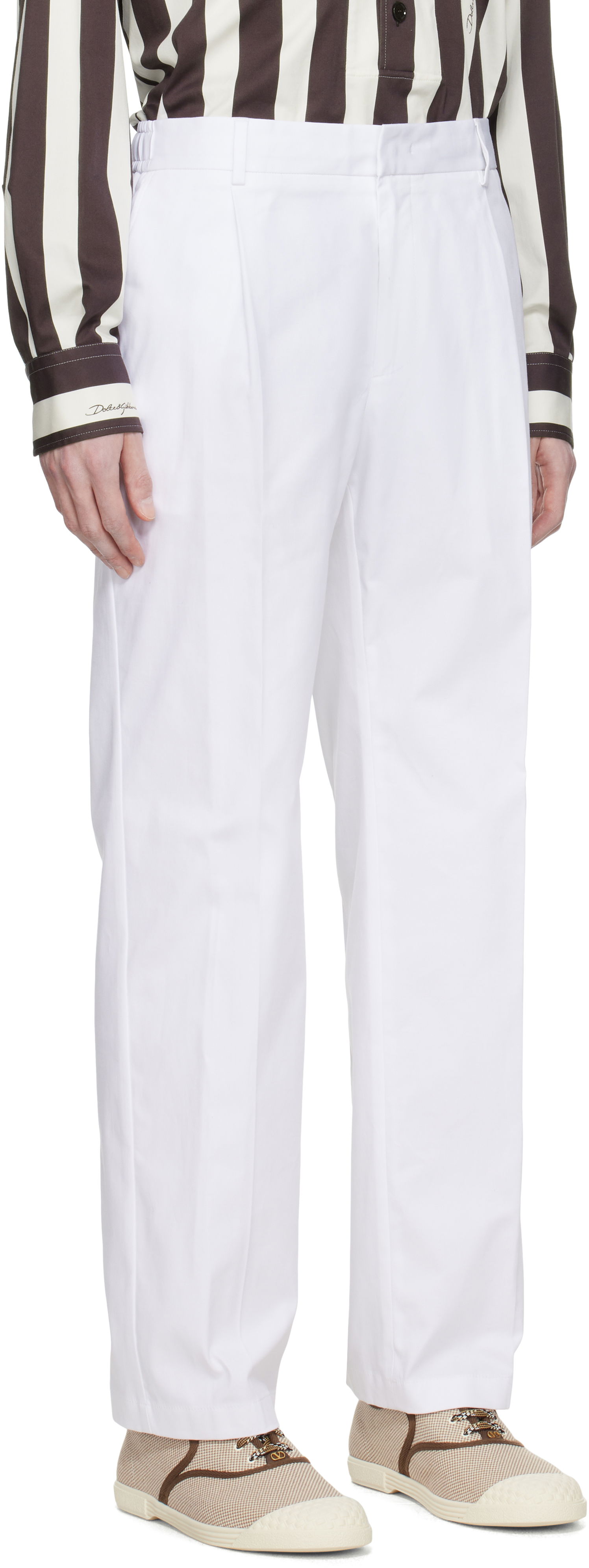 Bukser Dolce & Gabbana Dolce&Gabbana Gabardine Trousers Hvid | GP0K7TFUFNV, 1