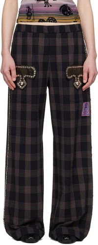 Chopova Lowena Annex Plaid Trousers with Mushroom Appliqué