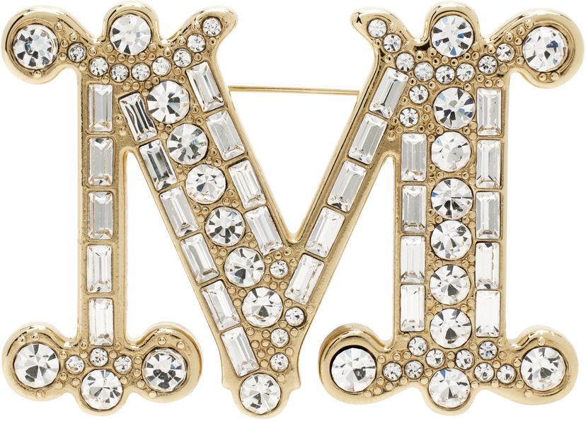 Stift Max Mara Max Mara Crystal Embellished Letter "M" Brooch Metalisk | 2424756092600 MM02579