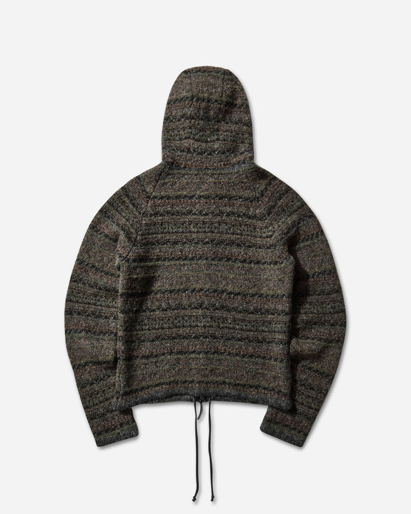 Sweatshirt ROA Fair Isle Felted Knit Zip-Up Hoodie Grøn | RBMW0520YA74 GRN0012