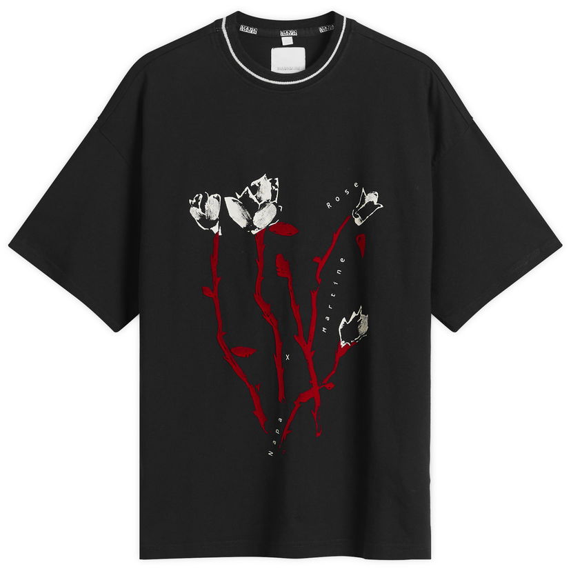T-shirt Napapijri Martine Rose Striped Rib Neck Oversized Graphic T-Shirt Sort | NP0A4I56-941