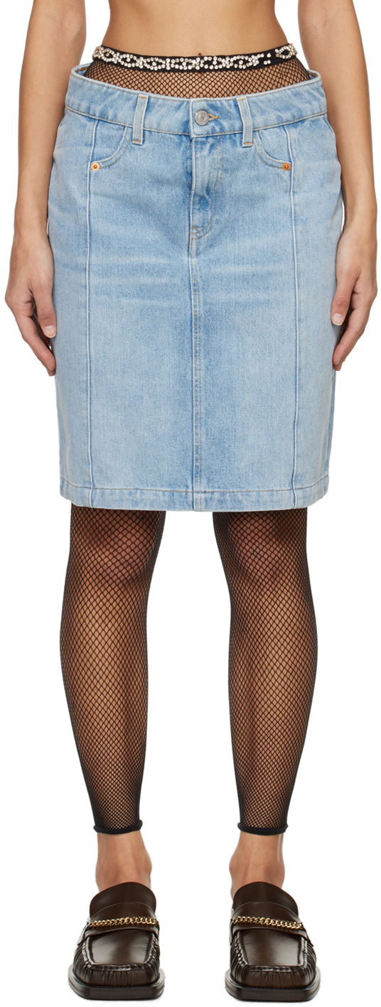 Nederdel Martine Rose Narrow Front Denim Miniskirt Blå | MRSS24-238, 0