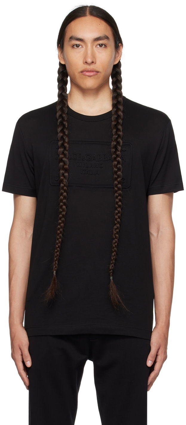 T-shirt Dolce & Gabbana Black Embossed T-Shirt Sort | G8KBAZG7C7U