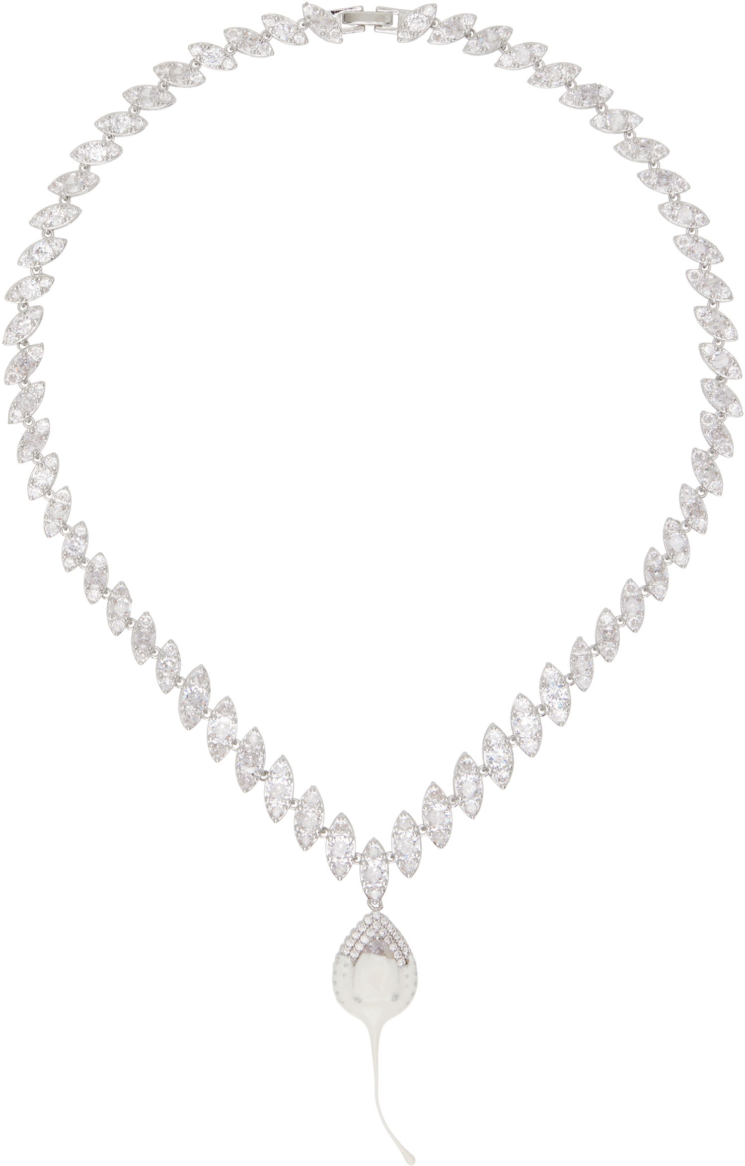 Halskæde Ottolinger Ottolinger Diamond Dip Necklace with Marquise Shaped Links and Pearl Pendant Metalisk | 125901525E01, 0