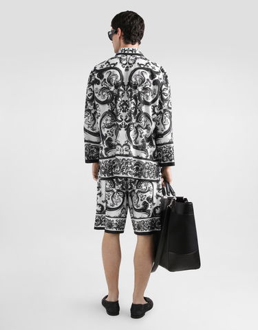 Shorts Dolce & Gabbana Dolce & Gabbana Majolica Print Silk Twill Shorts Hvid | GV37ATHI1S6HX5DQ, 2