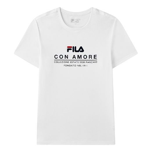 T-shirt FILA Loose Short Sleeve T-Shirt With Logo Print Hvid | F11M028114G-WT