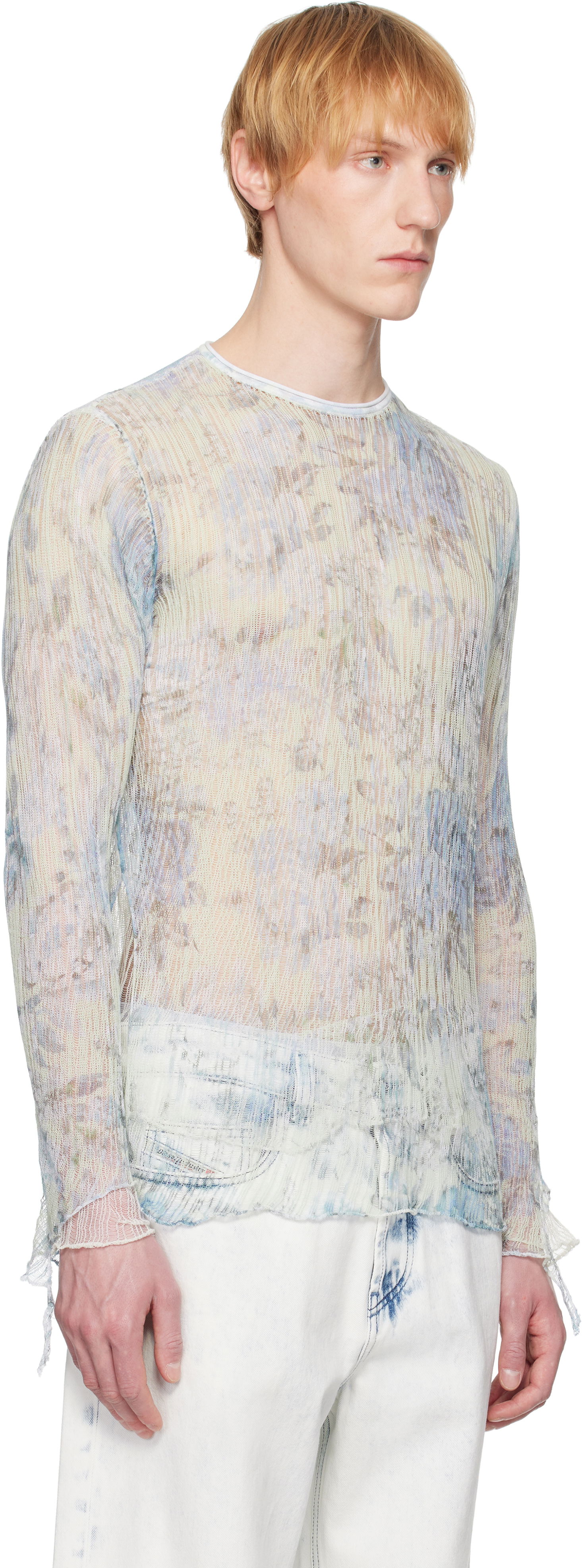 Sweater Diesel Diesel K-Aasmos-A Sheer Floral Long Sleeve Blå | A18017-0AFBT-8FG, 1